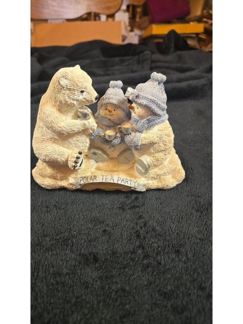 Snow Buddy Polar Tea Party Bear Figurine Decoration